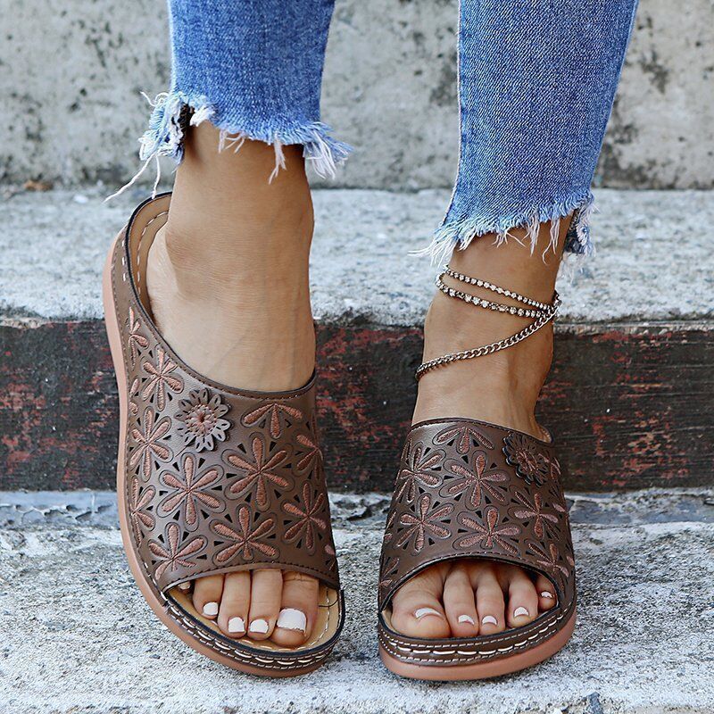 Damen blumengestaltete Clogs mit ergonomischem Fußbett EB