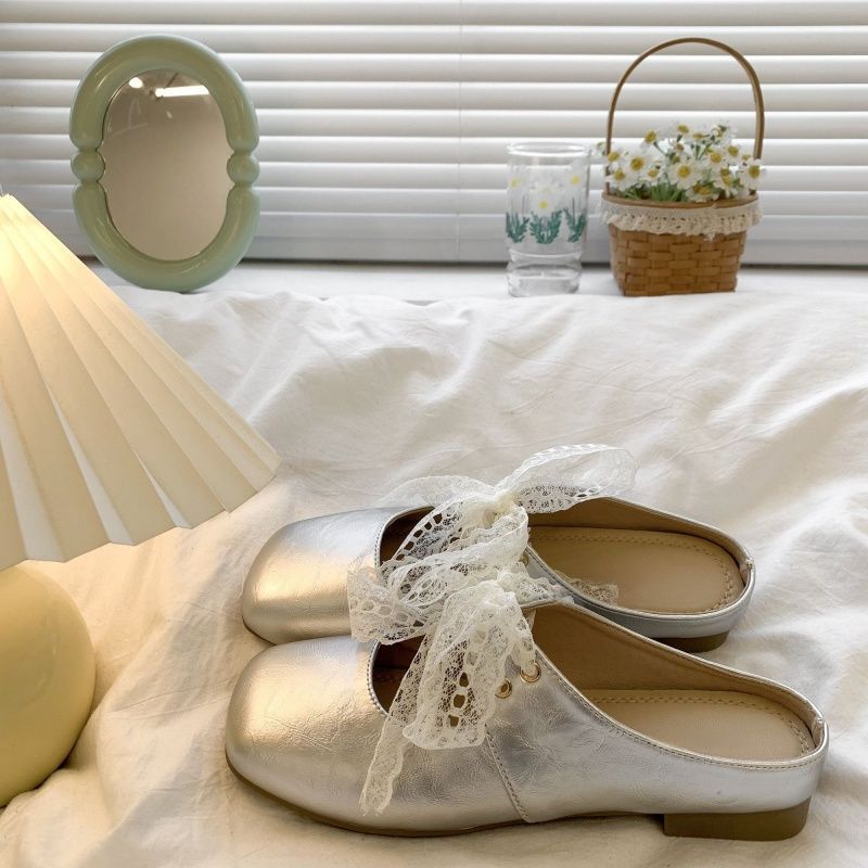 Damen elegante Mules mit dekorativer Schleifenverzierung EB