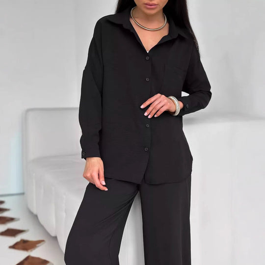Damen lässige Bluse im Oversized-Stil mit Taschen EB