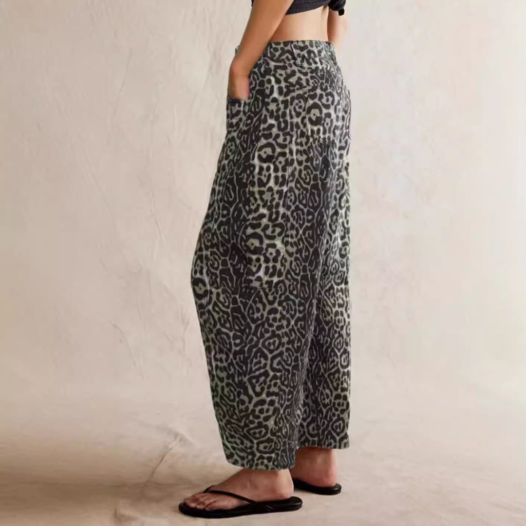 Damen Leichte Sommerhose im Leopardenmuster EB