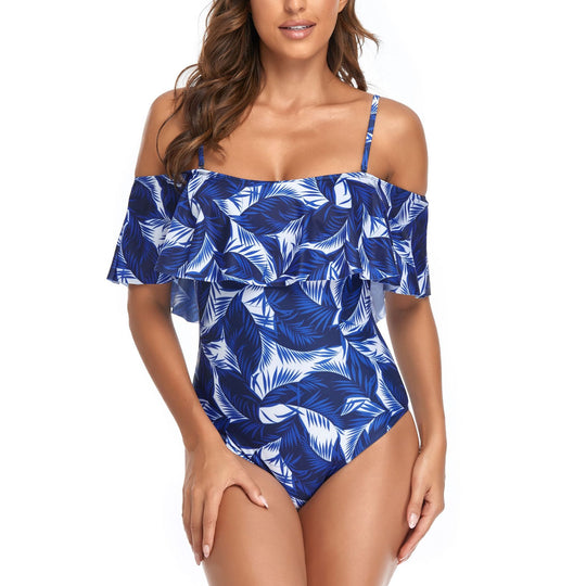 Damen Einteiliger Badeanzug mit Rüschendetails und floralem Muster EB