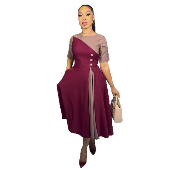 Damen Midikleid mit asymmetrischem Design und Knopfdetails EB