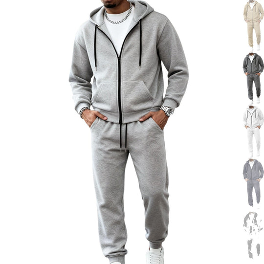 Herren nan zweiteiliges Jogginganzug-Set mit durchgehendem Reißverschluss Kapuzenjacke und taillierter Jogginghose EB
