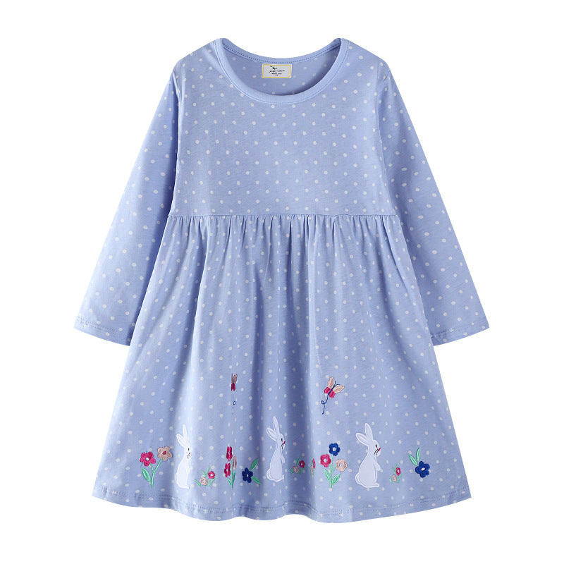 Mädchen Baumwollkleid mit niedlichem Hasenmotiv EB