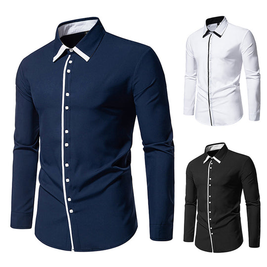 Herren elegantes Slim-Fit Hemd mit kontrastierendem Kragen und hochwertigen Stoffdetails EB
