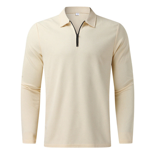 Herren Langarm Polo-Shirt mit modernem Reißverschluss und atmungsaktiver Struktur EB