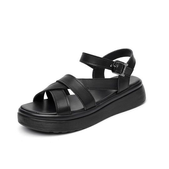 Damen Wedge-Sandaletten mit verstellbarem Fesselriemen und bequemer Sohle EB