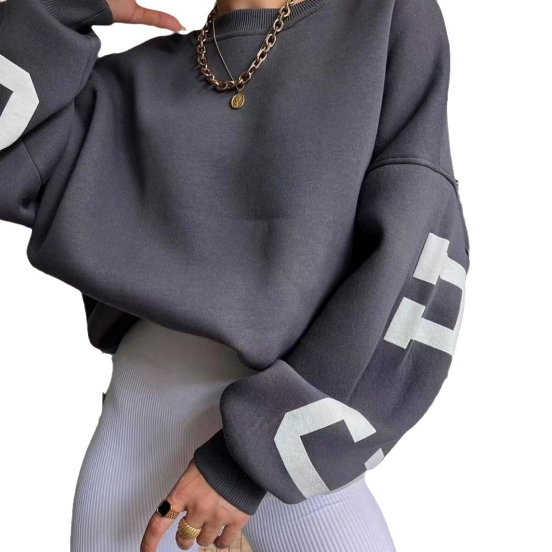 Damen Oversized Sweatshirt mit grafischen Akzenten EB