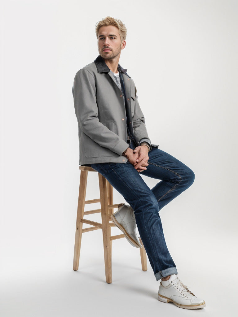 Herren lässige Baumwolljacke im Worker-Stil EB