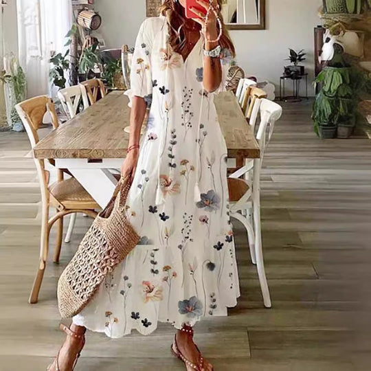Damen Blütenverziertes Maxikleid Heidi-Mode