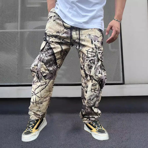 Herren Cargo-Hose im modernen Camouflage-Design mit elastischem Bund und mehreren Taschen EB