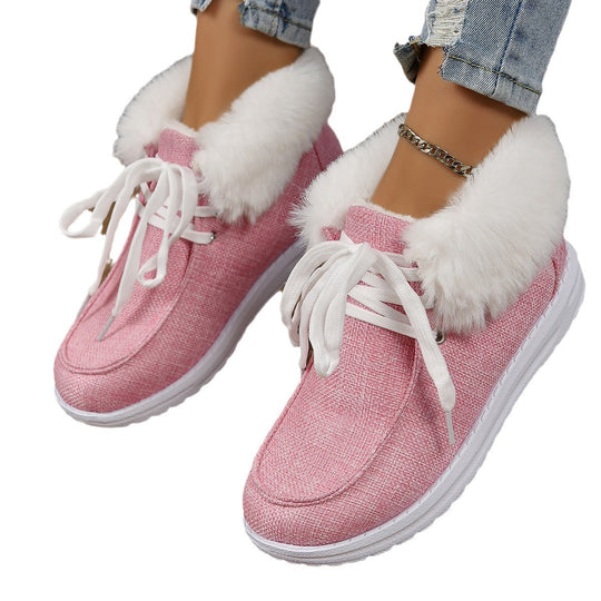 Damen Komfortable Sneaker mit Plüschkragen und rutschfester Sohle EB