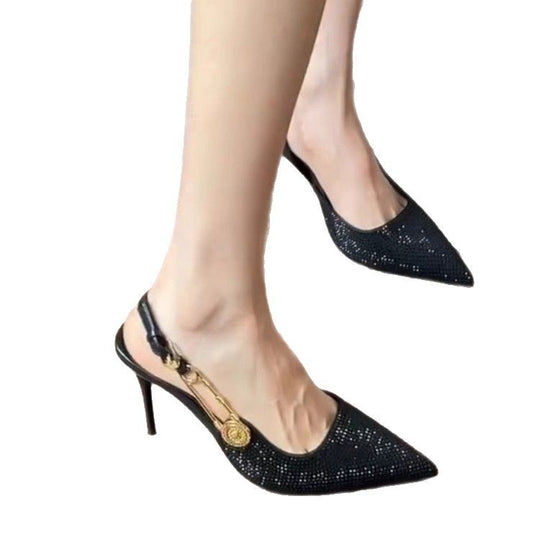Damen Slingback-Pumps mit funkelnden Strassverzierungen EB
