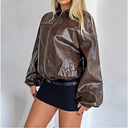 Damen Kunstleder Bomberjacke EB