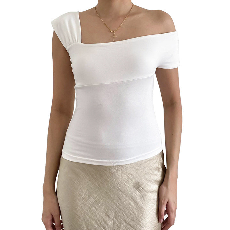 Damen modernes asymmetrisches Oberteil mit trendigem One-Shoulder-Design EB