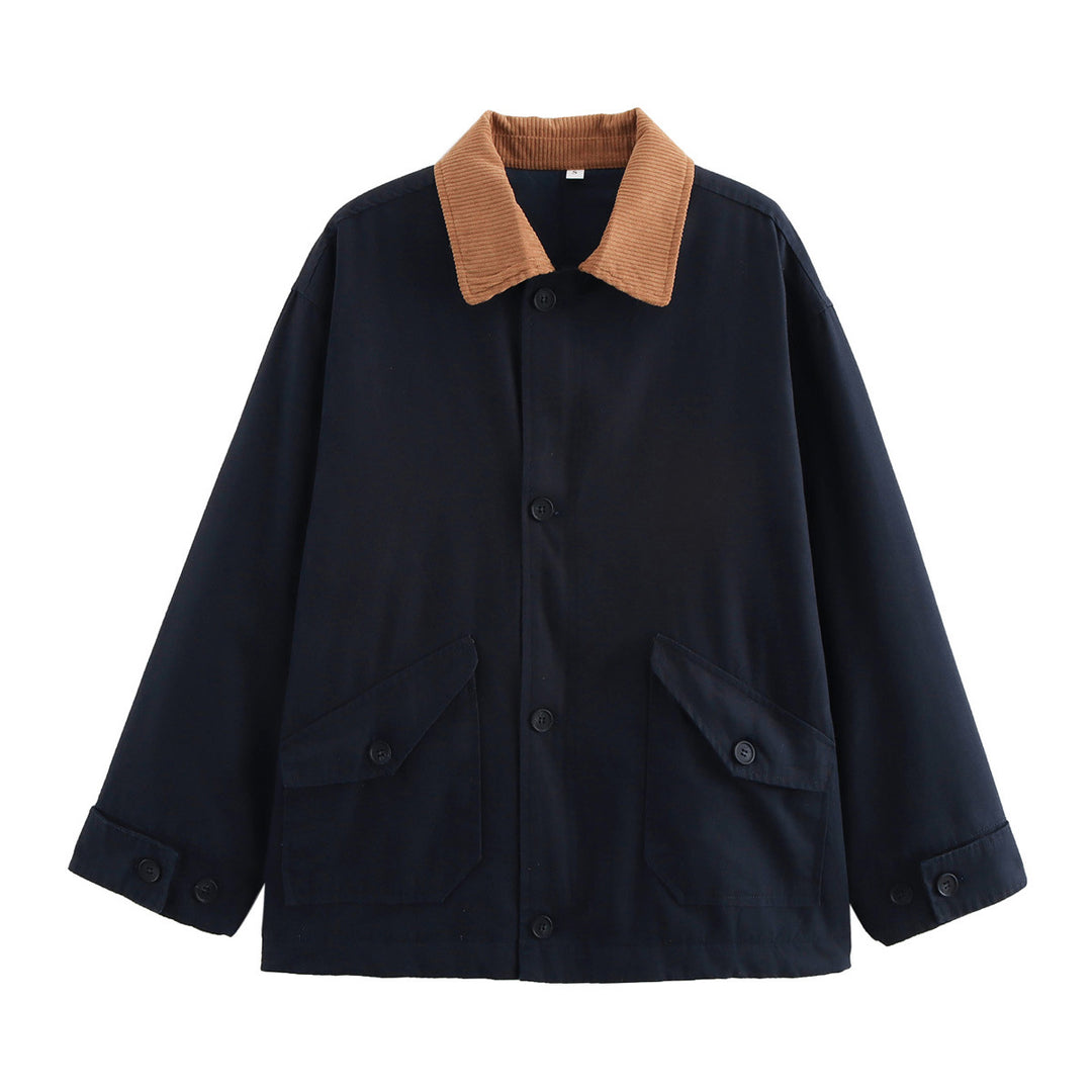 Damen Übergangsjacke mit kordelblauem Kragen und praktischen Taschen EB