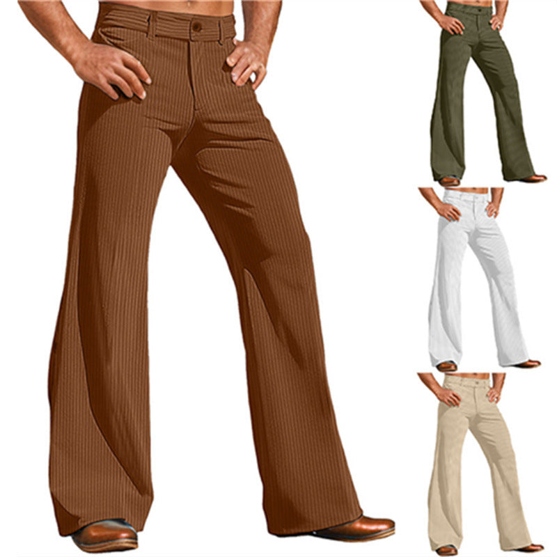 Herren elegante Flared Hose im Vintage-Stil mit Streifenmuster EB