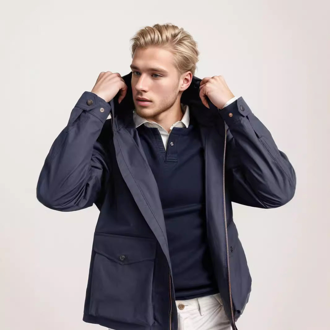 Herren funktionale Übergangsjacke mit abnehmbarer Kapuze EB