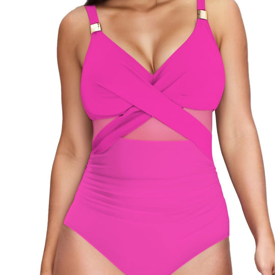 Damen Eleganter Einteiler mit transparenter Einsätzen EB