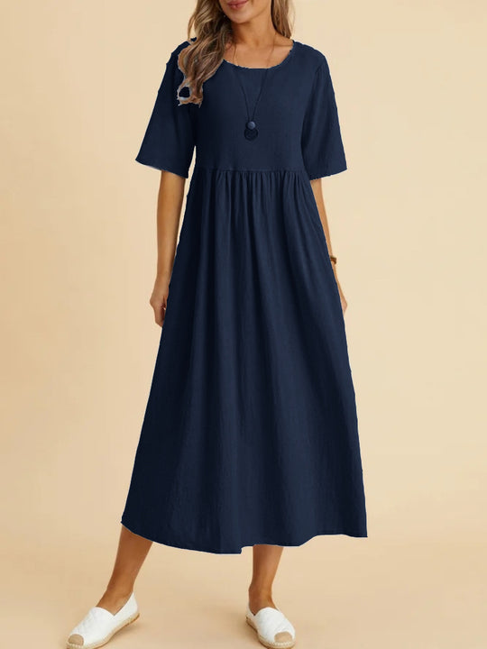 Damen Maxikleid mit lässigem Schnitt und Kurzärmeln EB