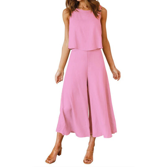 Damen Jumpsuit mit fließendem Schnitt und weitem Bein EB