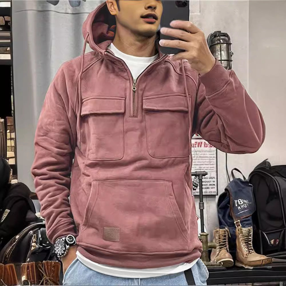 Herren Fleece Hoodie mit praktischem Reißverschluss und großen Taschen EB
