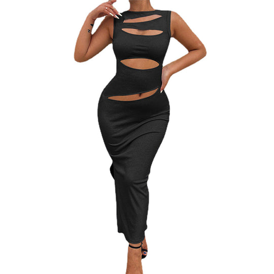 Damen figurbetontes Cut-Out Maxikleid EB