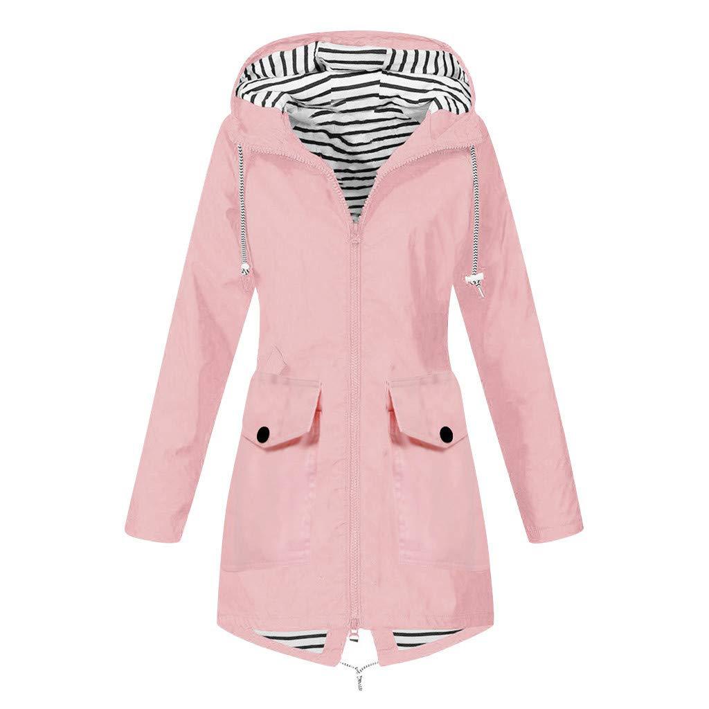 Damen Outdoor-Jacke mit verstellbarem Kapuzenkragen und dekorativen Taschen EB