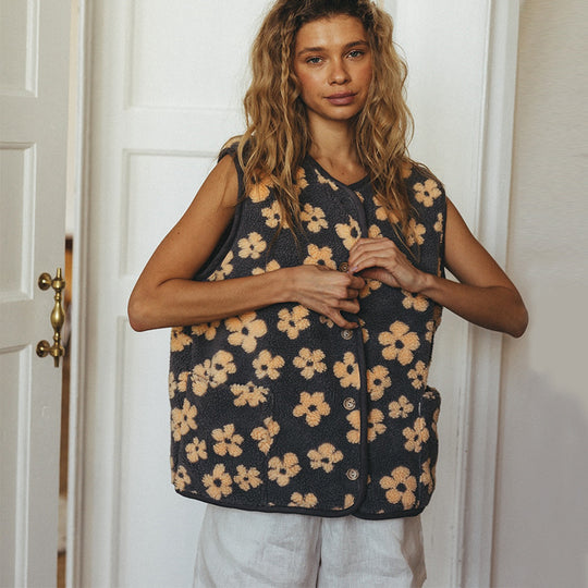 Damen Weste im gemütlichen Strickdesign mit floralen Mustern EB
