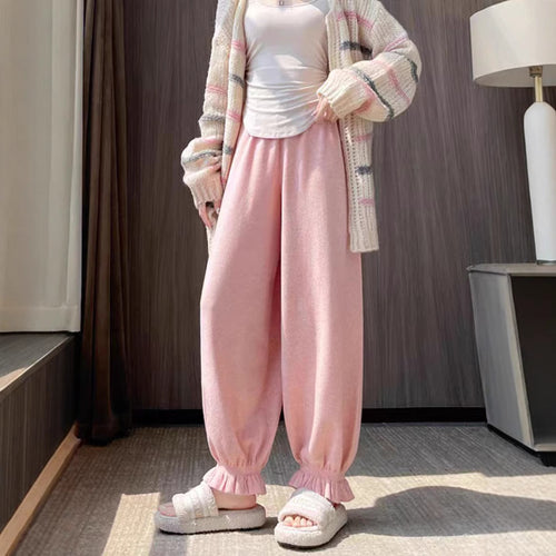 Damen bequeme Palazzohose aus glänzendem Material EB