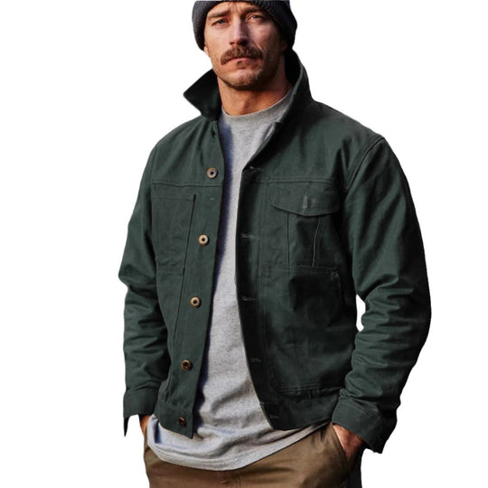 Herren leichte Utility-Jacke mit praktischen Taschen und stylischem Stehkragen EB