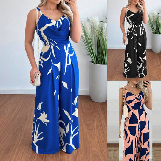 Damen Jumpsuit mit eleganter Drapier-Optik und floralem Design EB