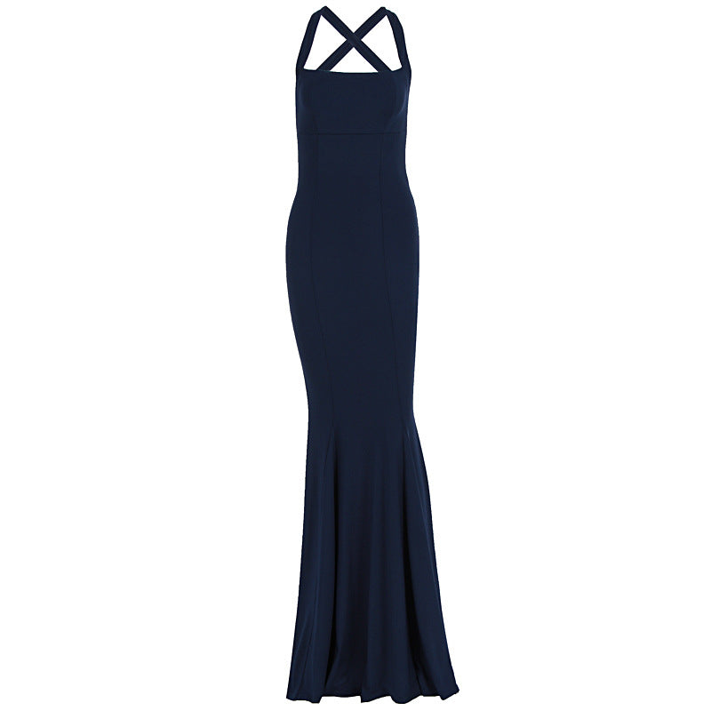 Damen Elegantes langen Kleid mit schulterfreien Trägern und leichtem Schimmer EB
