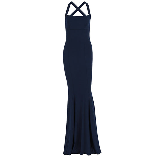 Damen Elegantes langen Kleid mit schulterfreien Trägern und leichtem Schimmer EB
