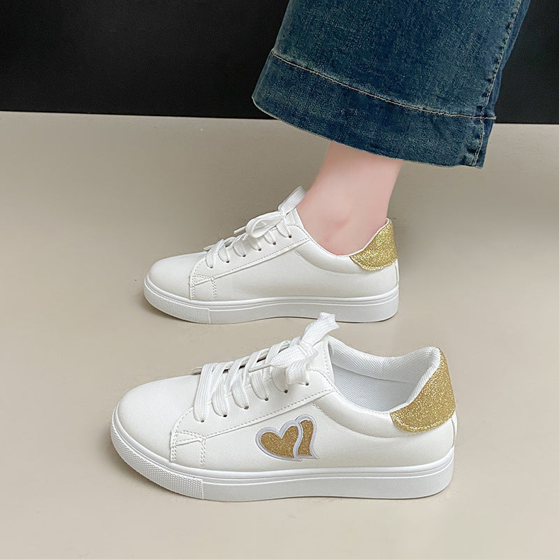 Damen Sneakers mit Glitzerelementen und Herzmotiv EB