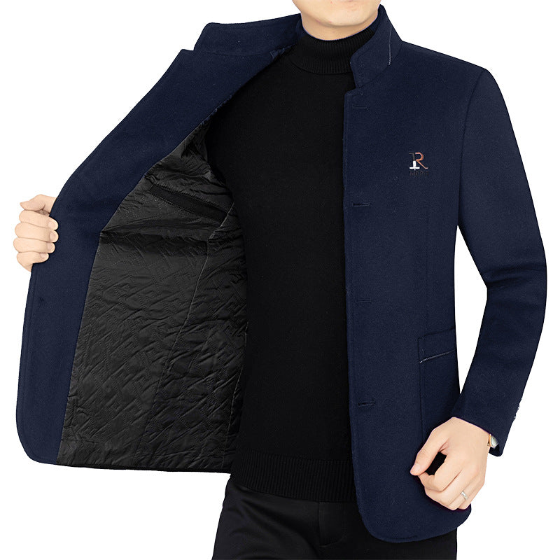 Herren Eleganter Wollmix-Kurzmantel im Mandarin-Kragen mit gesteppter Thermo-Innenfütterung EB
