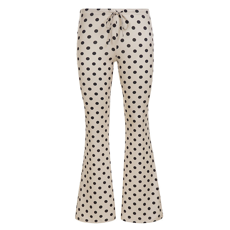 Damen nan ausgestellte Highwaist-Jerseyhose mit Punktmuster und Kordelzugbund EB