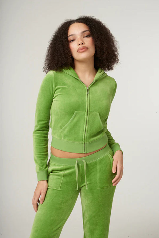 Damen Samtvelours Cropped-Zipjacke mit Kängurutasche und hochgeschnittener Bündchenhose Eichborn Berlin