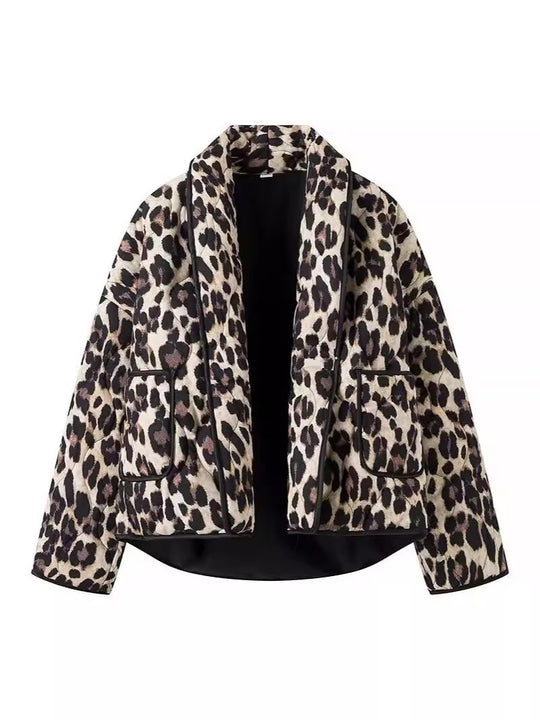 Damen modische Leo-Jacke im lässigen Schnitt mit praktischen Taschen EB