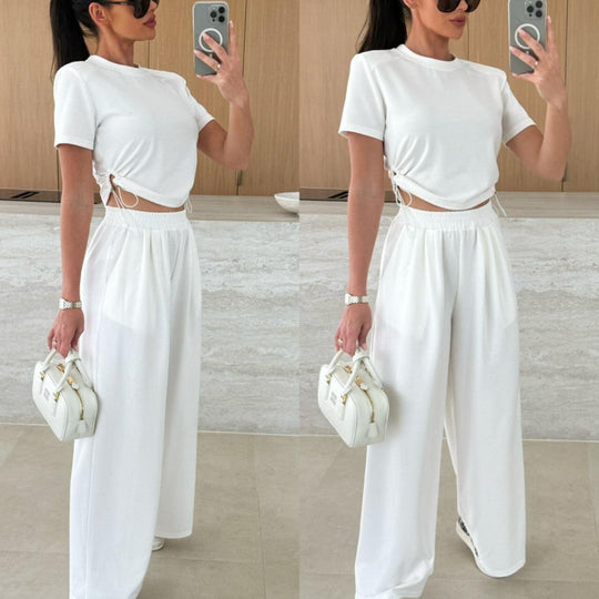 Damen Cropped Drawstring Lounge Set EB