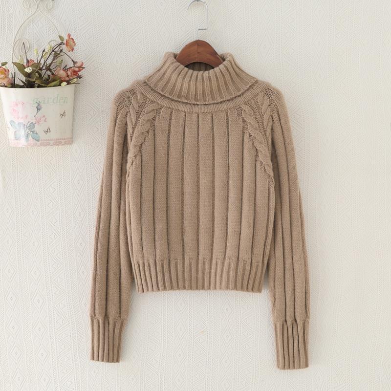 Damen Strickpullover mit hohem Kragen und Rippstruktur EB