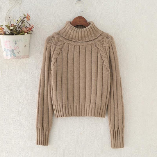 Damen Strickpullover mit hohem Kragen und Rippstruktur EB