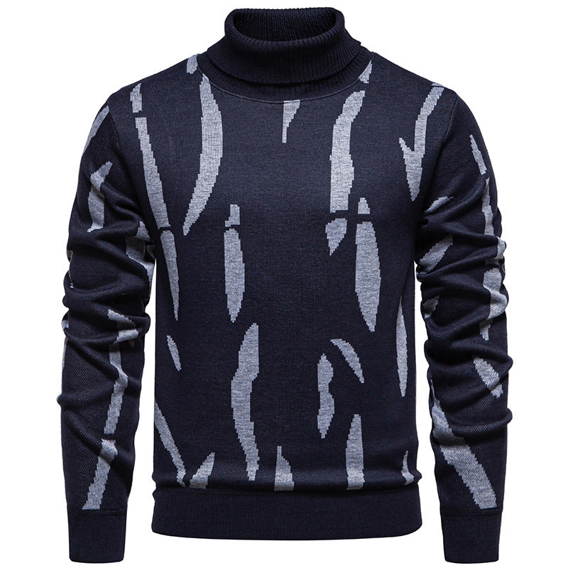 Herren modischer Pullover mit Stehkragen und einzigartigem Muster EB
