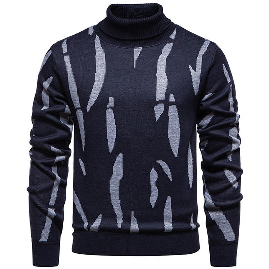Herren modischer Pullover mit Stehkragen und einzigartigem Muster EB