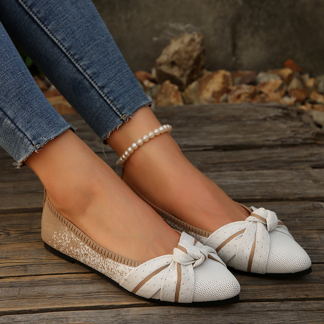 Damen Kunstleder Ballerinas mit dekorativem Schleifendetail EB