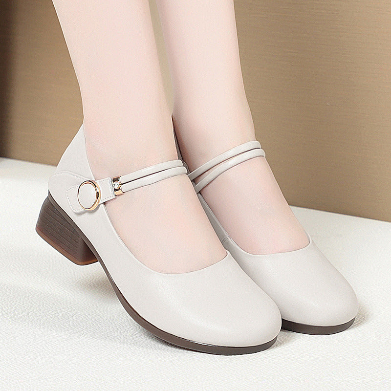 Damen Komfortable Mary Jane Ballerinas mit eleganten Details und stabilem Absatz EB