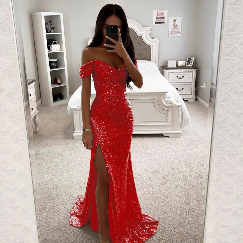 Damen Abendkleid mit schimmernden Pailletten EB