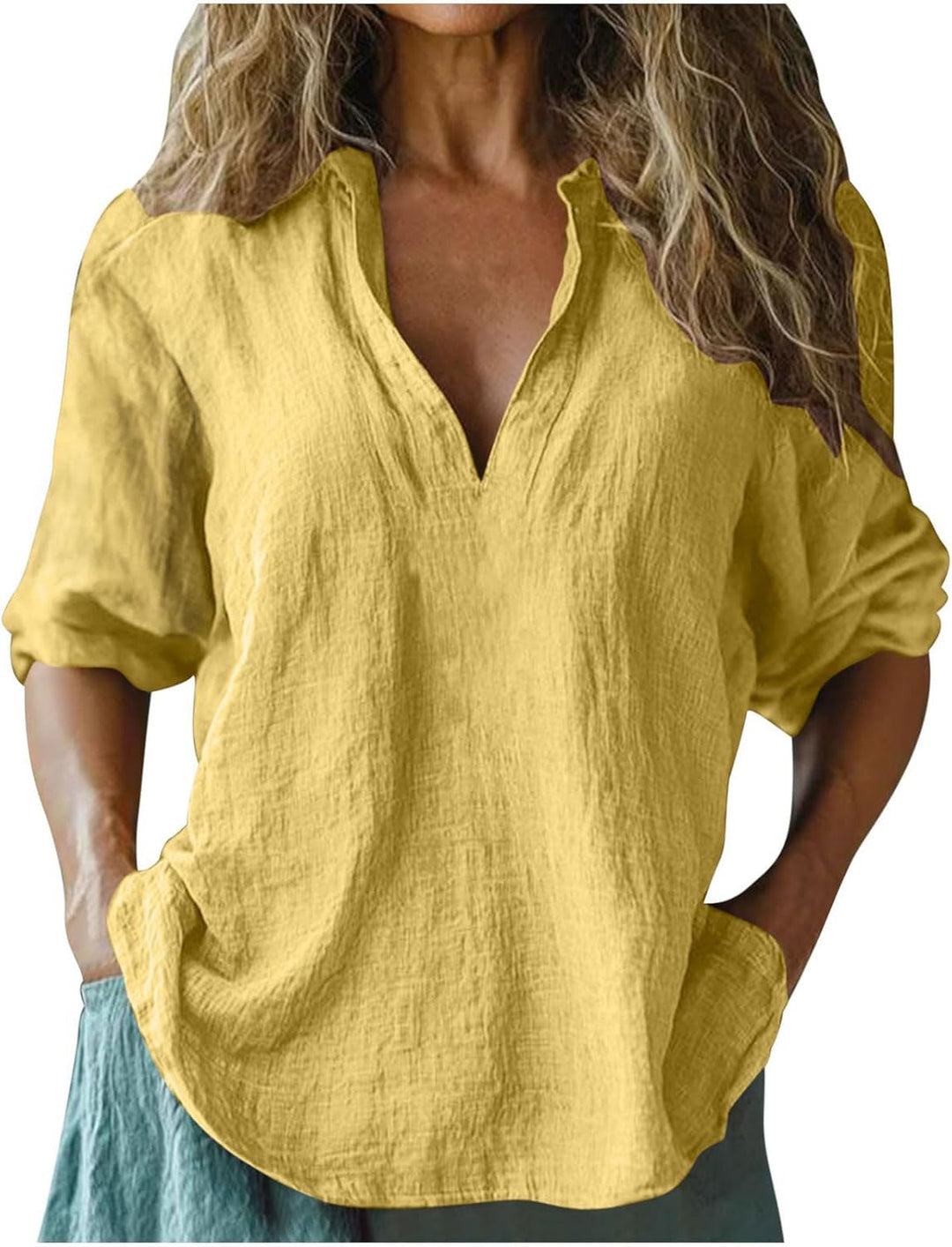 Damen lässige Leinenbluse EB