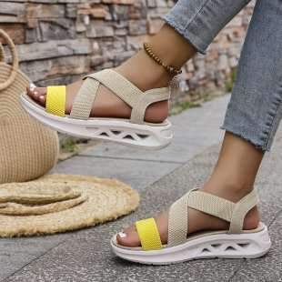 Damen Sportliche Sandalen mit elastischen Riemen und rutschfester Sohle EB
