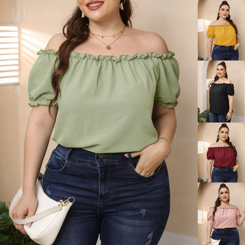 Damen Off-Shoulder Oberteil mit Volant EB